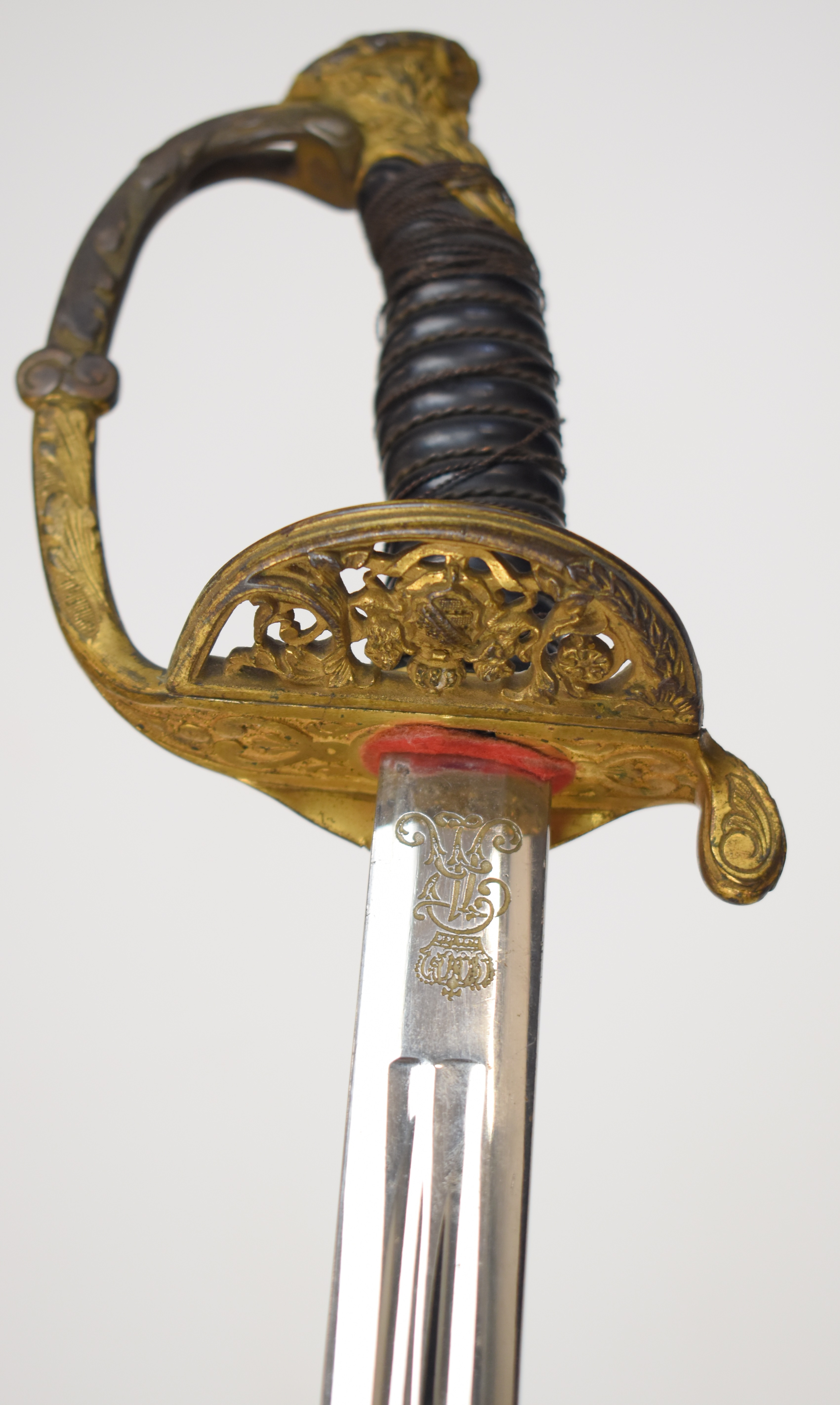 Imperial Germany 1867 pattern sword with coat of arms motif, folding guard, cypher under crown to - Image 10 of 14