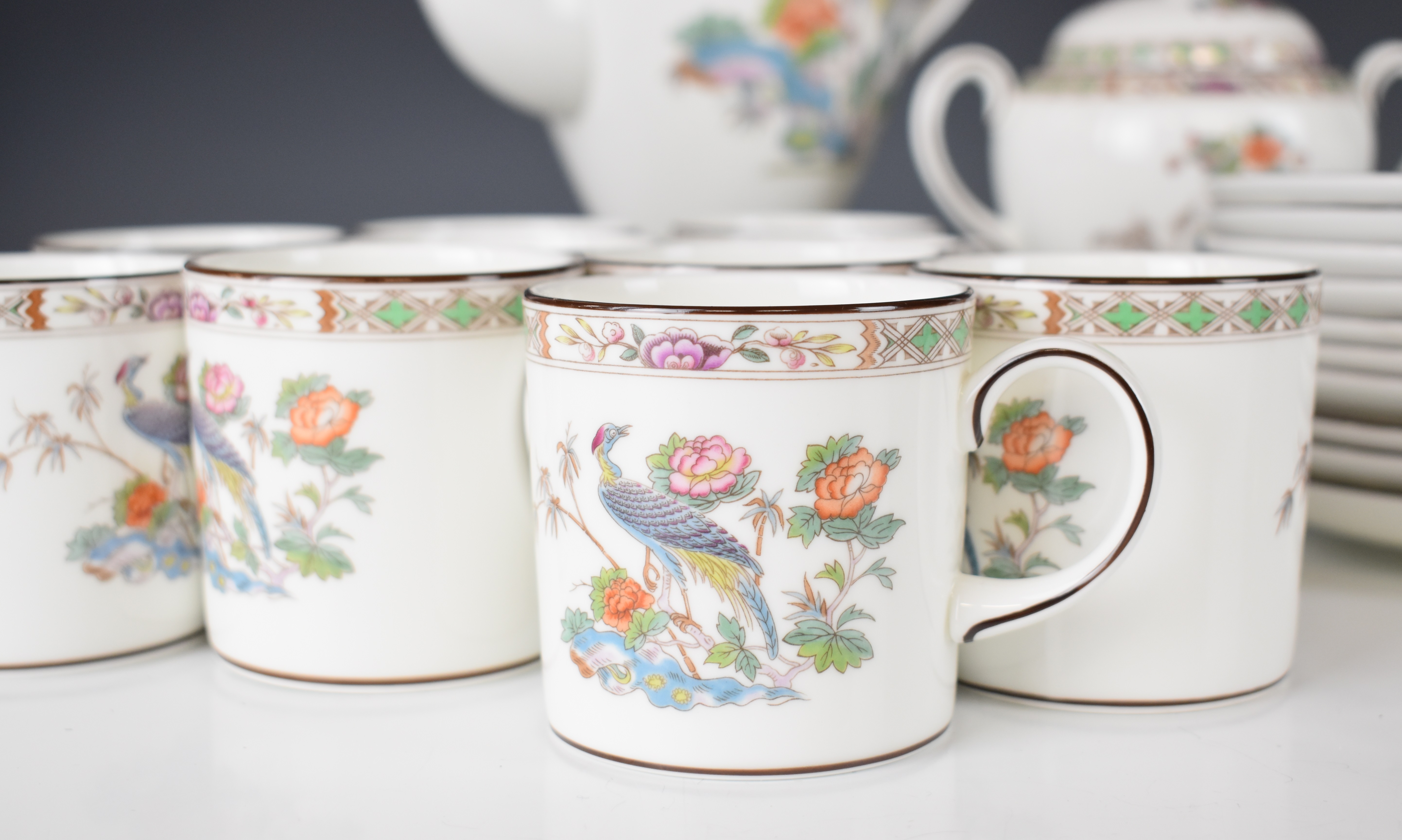 Wedgwood porcelain coffee set for ten, decorated in the Kutani Crane pattern, tallest 27cm - Image 10 of 16