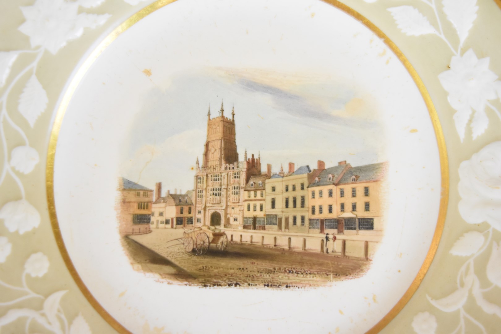 Three Chamberlains Worcester plates / dishes, two decorated with named scenes of Cirencester, - Image 2 of 5