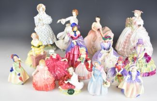 Large collection of Royal Doulton, Royal Worcester and Coalport figurines with limited edition and