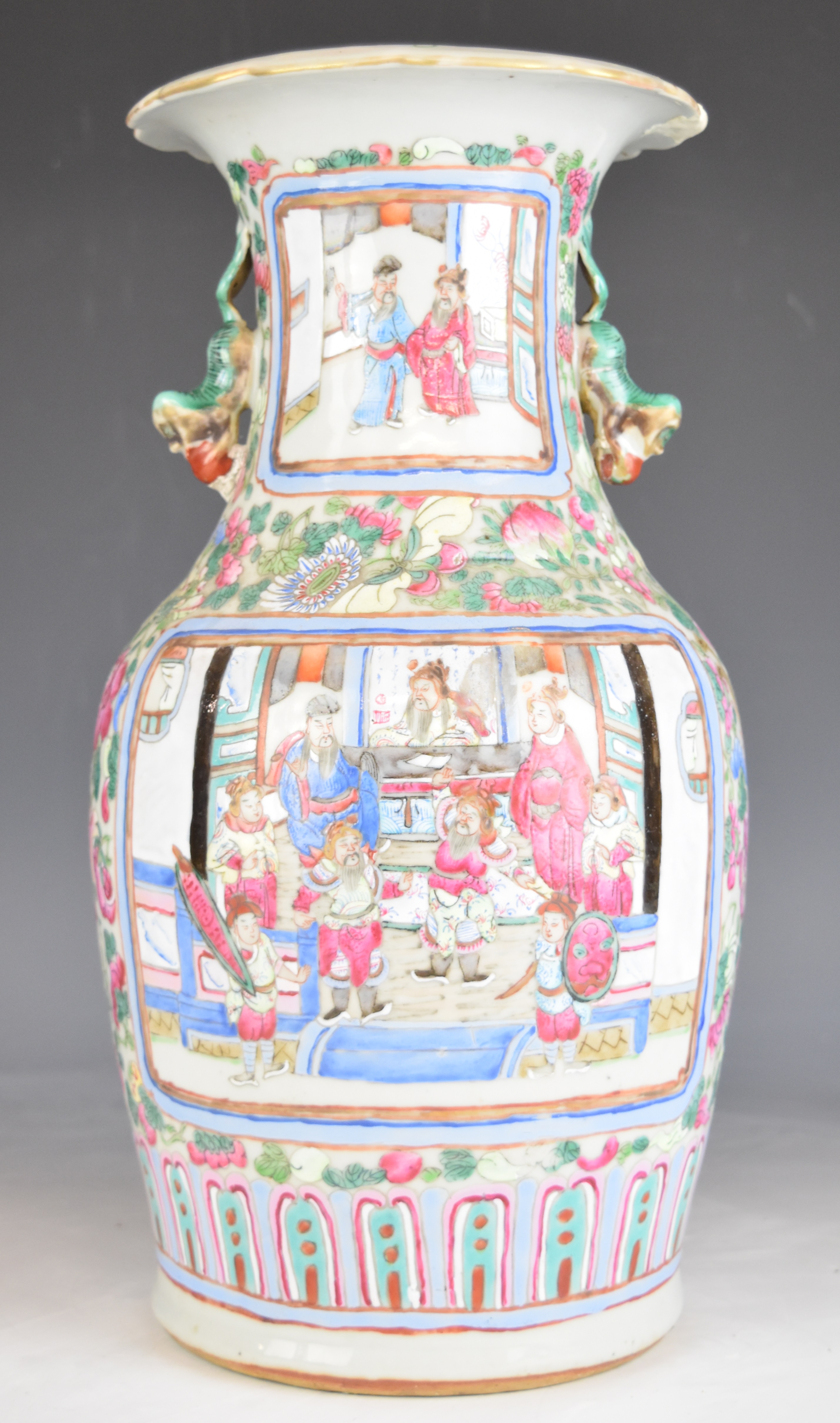 19thC Chinese famille rose vase with figural decoration, height 36cm - Image 2 of 14