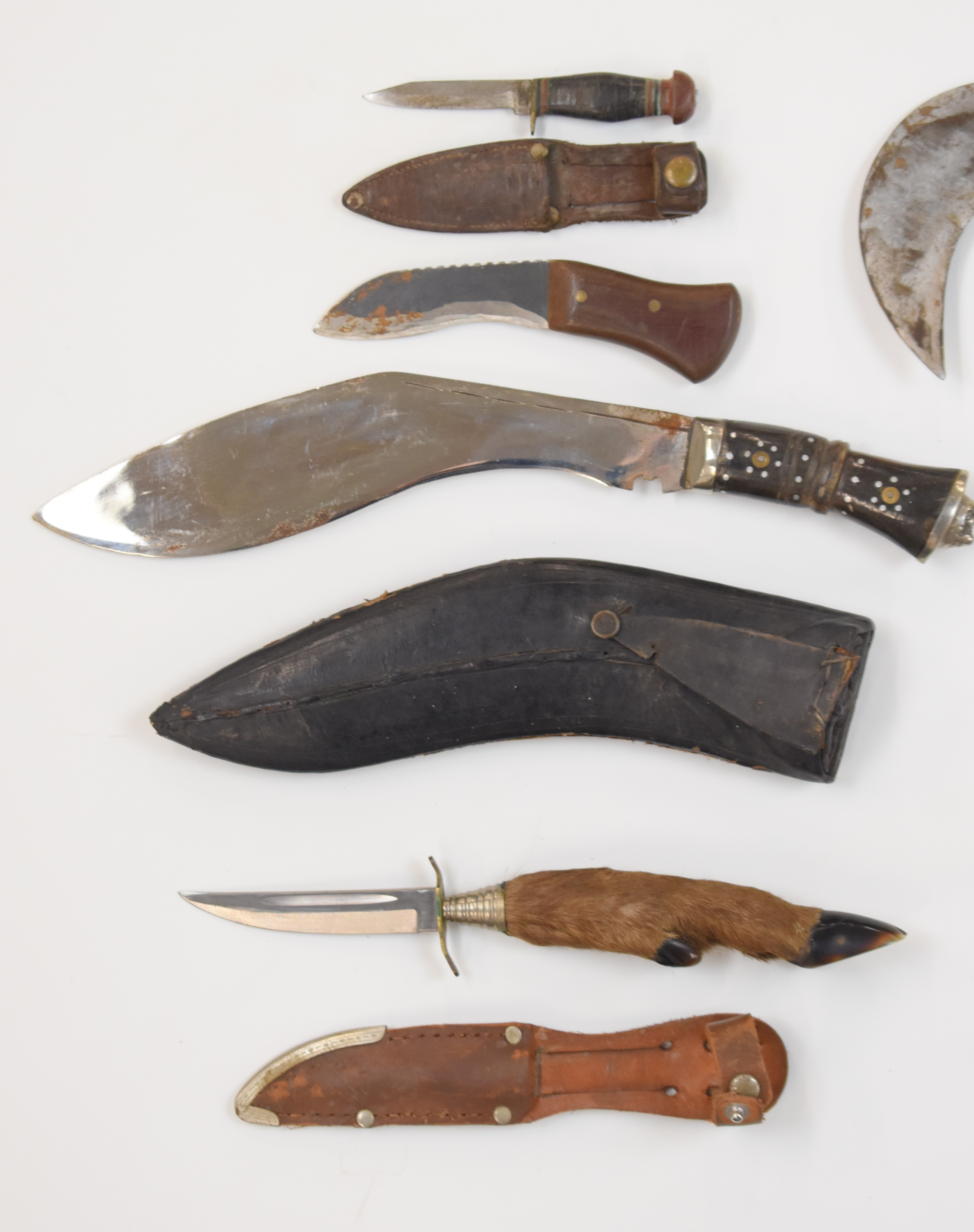Ten hunting knives including W Rowbotham with horn handle, Schneidteufel Solingen, hoof handle - Image 4 of 8