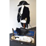 Early 20thC High Sheriff's uniform comprising black velvet coat, velvet breeches and waistcoat,