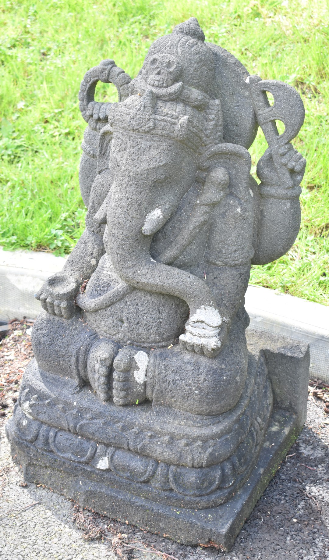 Lava stone sculpture elephant deity, from the Borobadur temple area, Java, Indonesia, height 82cm - Image 2 of 4