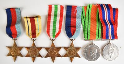 British Army WW2 medal group of five comprising 1939/1945 Star, Africa Star, Italy Star, Defence