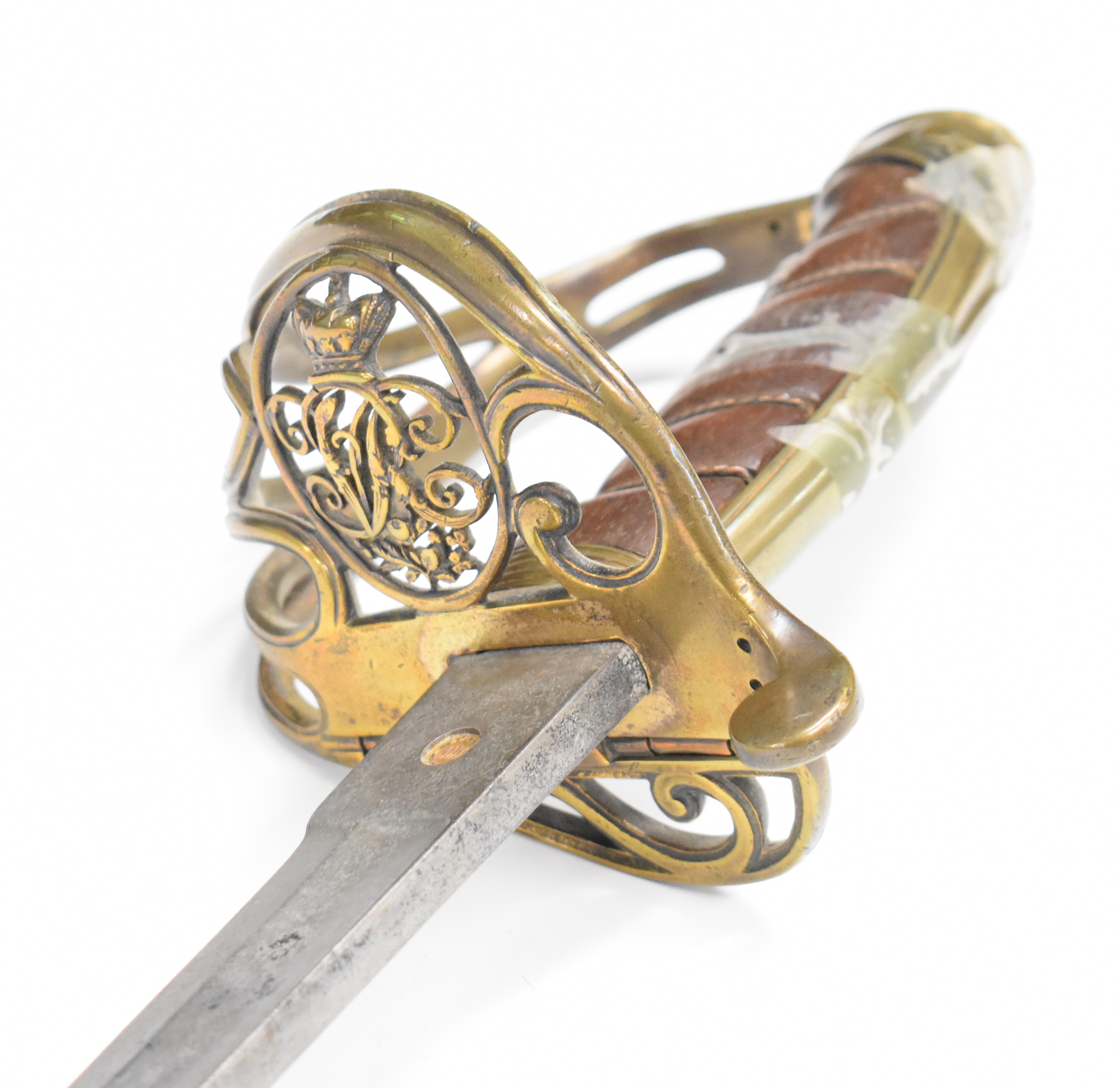 British Army 1822 pattern infantry officer's sword with folding guard, Queen Victoria cypher to - Image 9 of 20