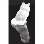 Lalique Heggie frosted glass paperweight in the form of a seated cat, signed 'Lalique France' to