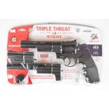 Crosman Triple Threat .177 CO2 air pistol / revolver with named and textured grips, two 6-shot