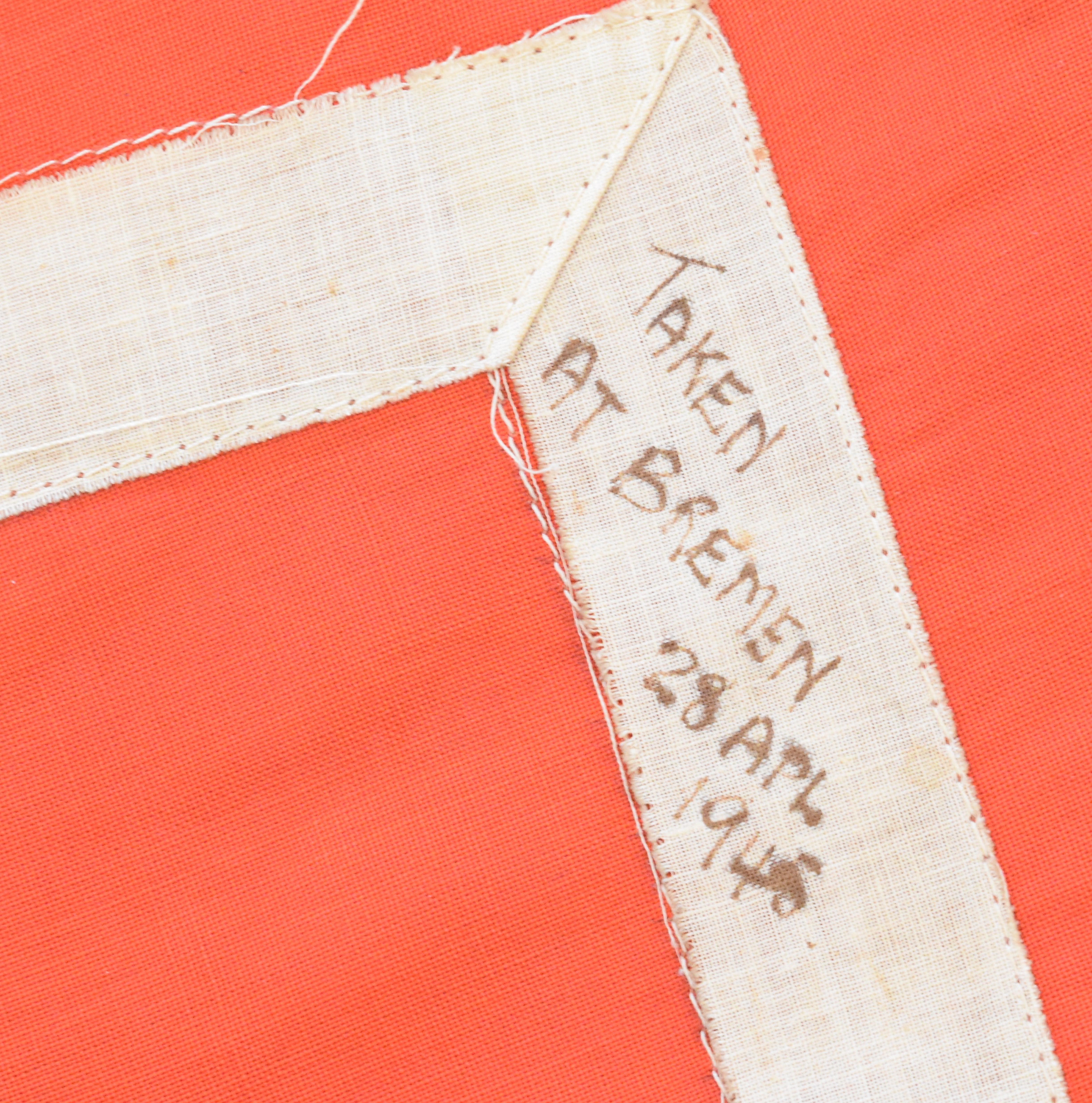 German WW2 Nazi Third Reich flag with large stitched swastika to centre and tassels to bottom - Image 3 of 4