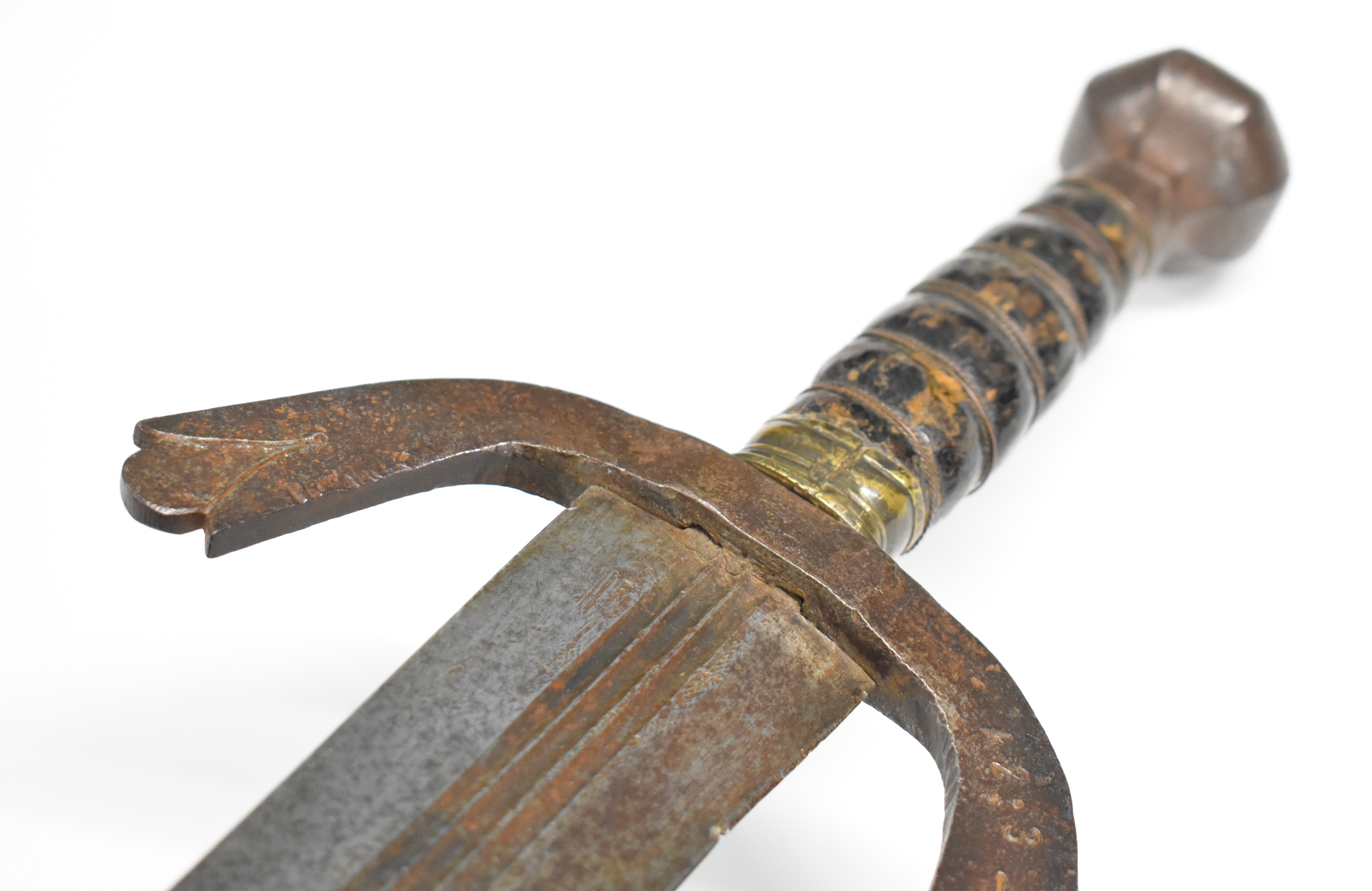 Executioner's sword with leather covered grip, downswept cross guard stamped IL10:1 and K2.3, 85cm - Image 7 of 11