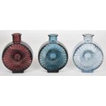 Three Helena Tynell for Riihimaen Lasi Riihimaki Aurinkopullo Sun Bottle glass vases, one with '