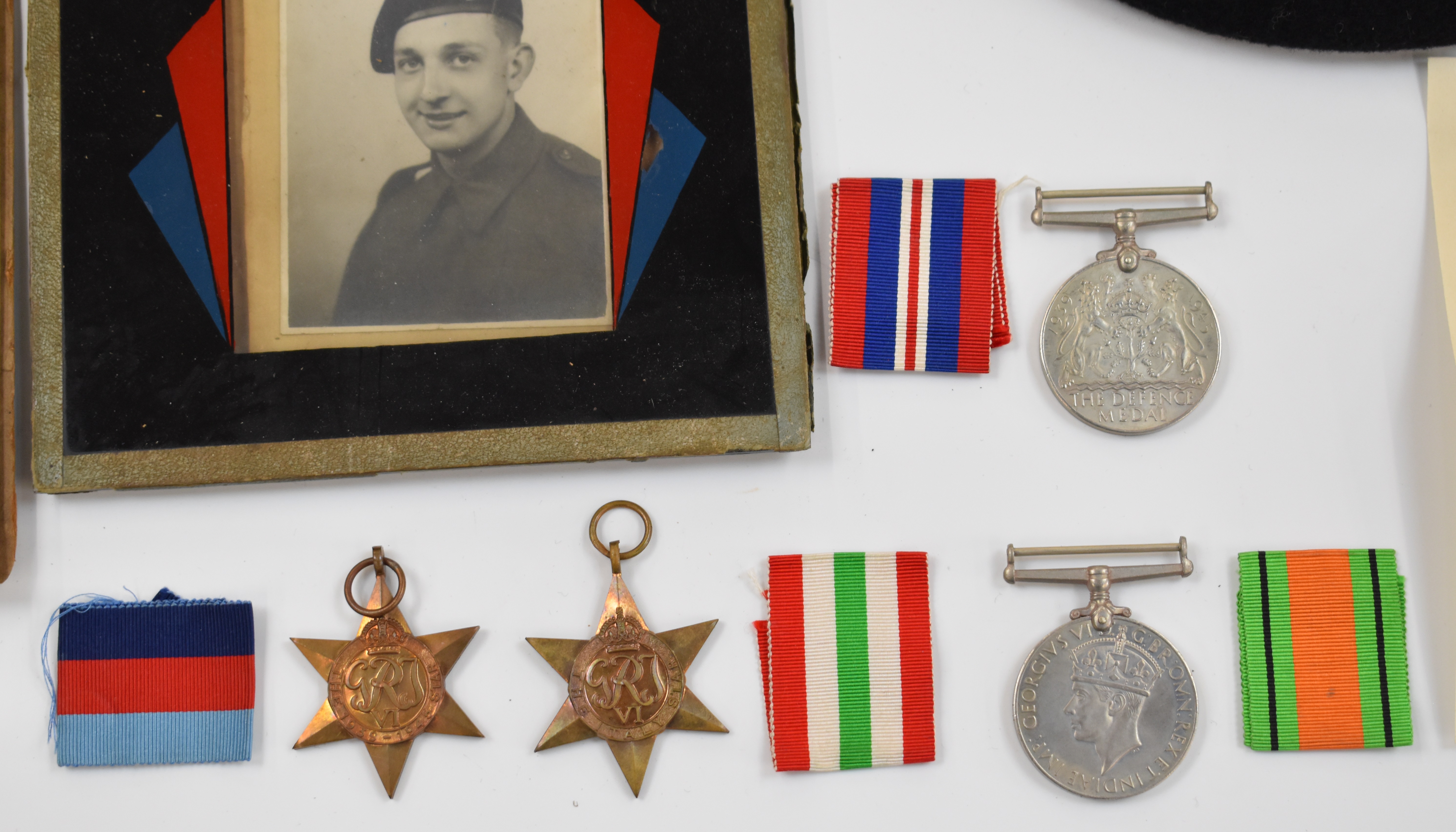 British Army WW2 medal group of four comprising 1939/1945 Star, Italy Star, Defence Medal and War - Image 2 of 6