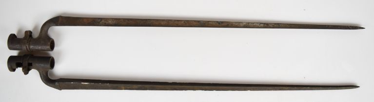 Two socket bayonets with triangular hollow ground 55cm blades. PLEASE NOTE ALL BLADED ITEMS ARE