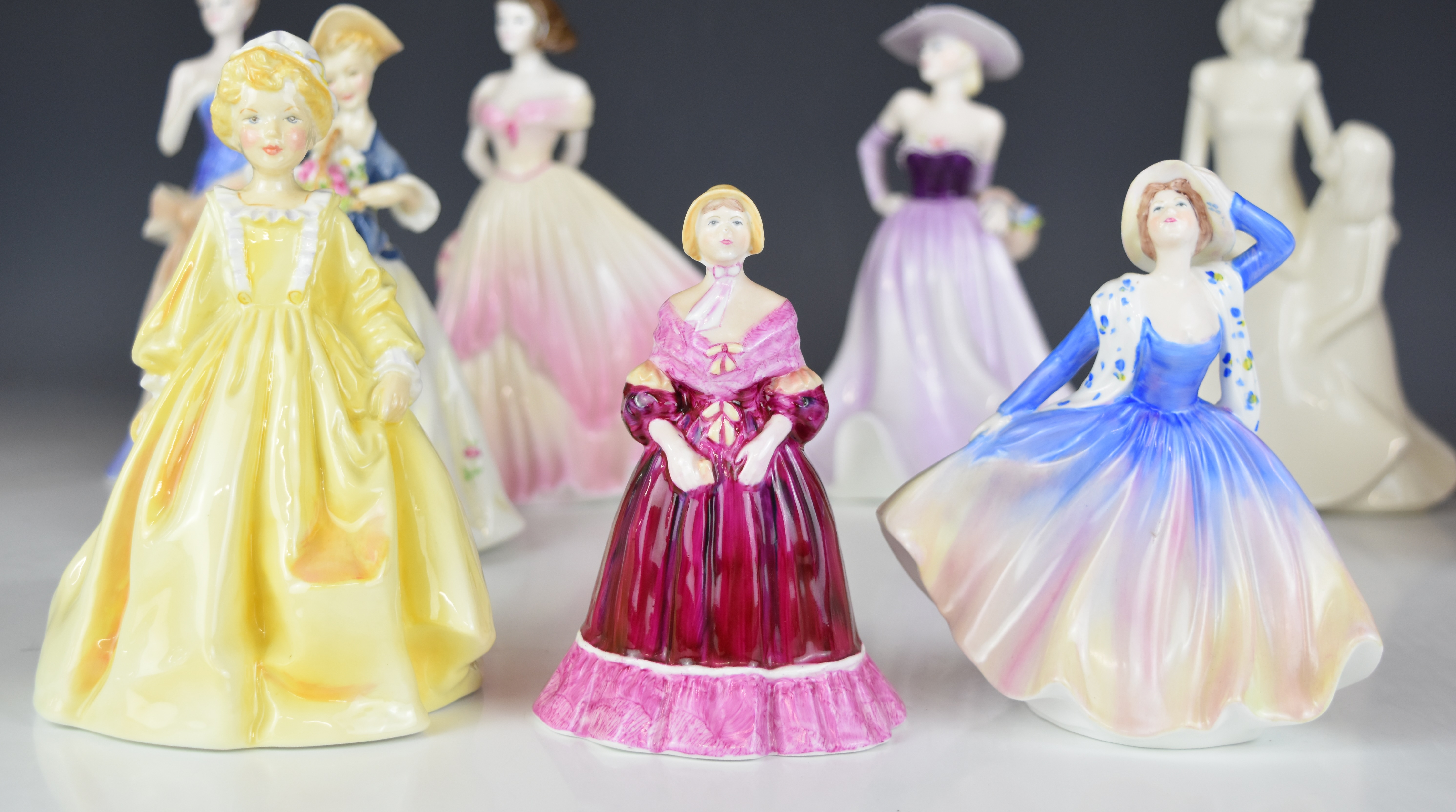 Ten Coalport and Royal Worcester figurines including Happy Birthday, Winter's Morn, Mother's Love, - Image 9 of 14