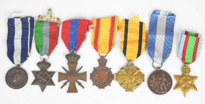 Seven Greece WW2 medals comprising War Cross, Commemorative Star, Commemorative National Resistance,