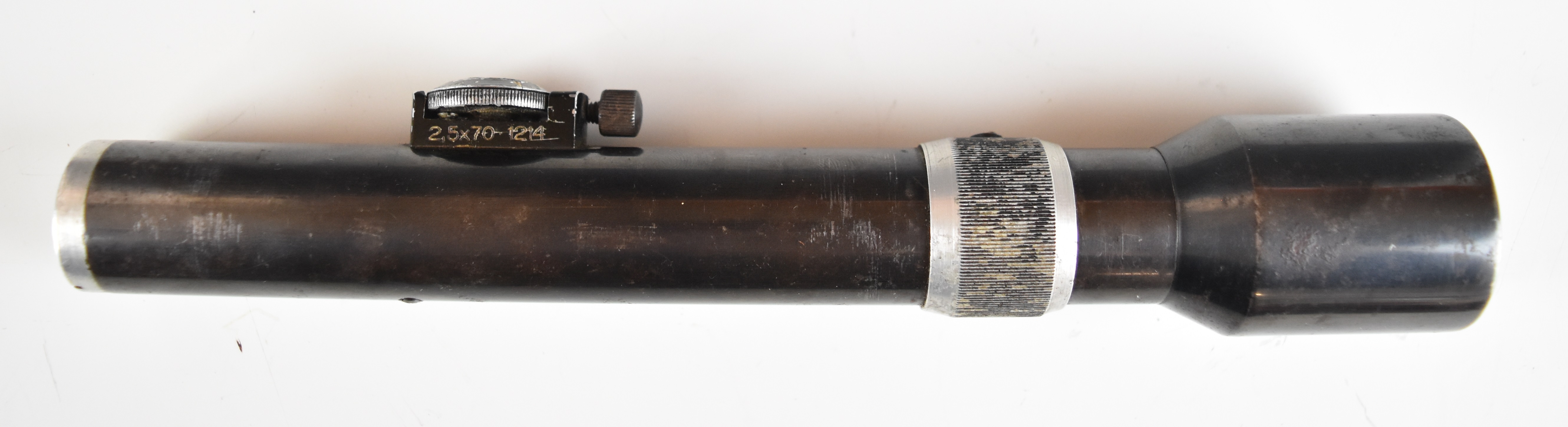 Ajax 2.5x70 German sniper rifle scope marked '1214' and 'Ajax Germany', in leather case - Image 2 of 6