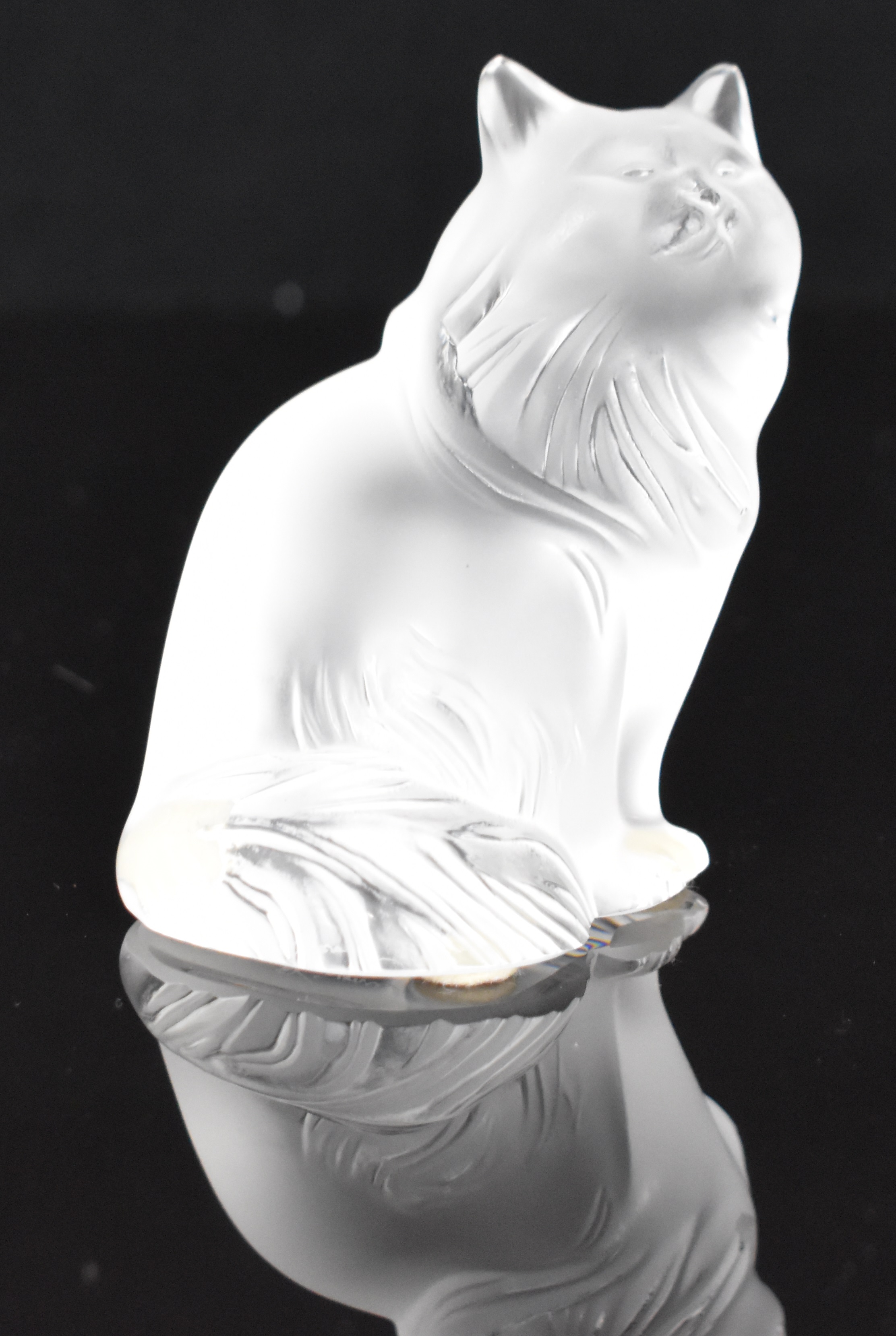 Lalique Heggie frosted glass paperweight in the form of a seated cat, signed 'Lalique France' to - Image 2 of 10