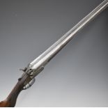 George Edward Lewis 12 bore side by side hammer action shotgun with named and engraved locks,