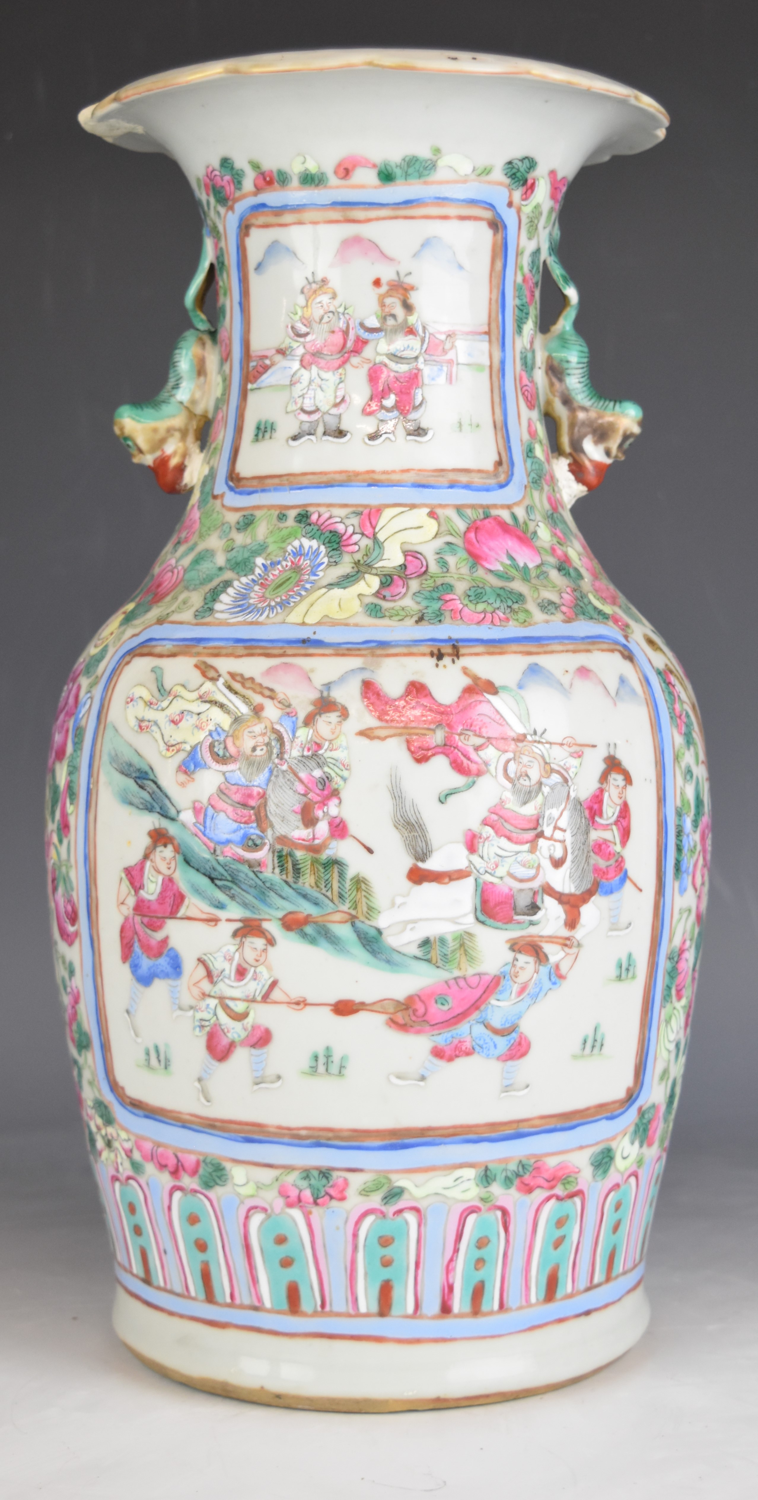 19thC Chinese famille rose vase with figural decoration, height 36cm
