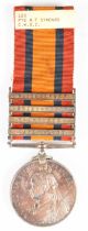 Queen's South Africa Medal with clasps for Cape Colony, Paardeberg, Driefontein and Wittbergen named