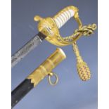 Royal Navy 1827 pattern officer's dress sword with lion head pommel, folding guard, fouled anchor