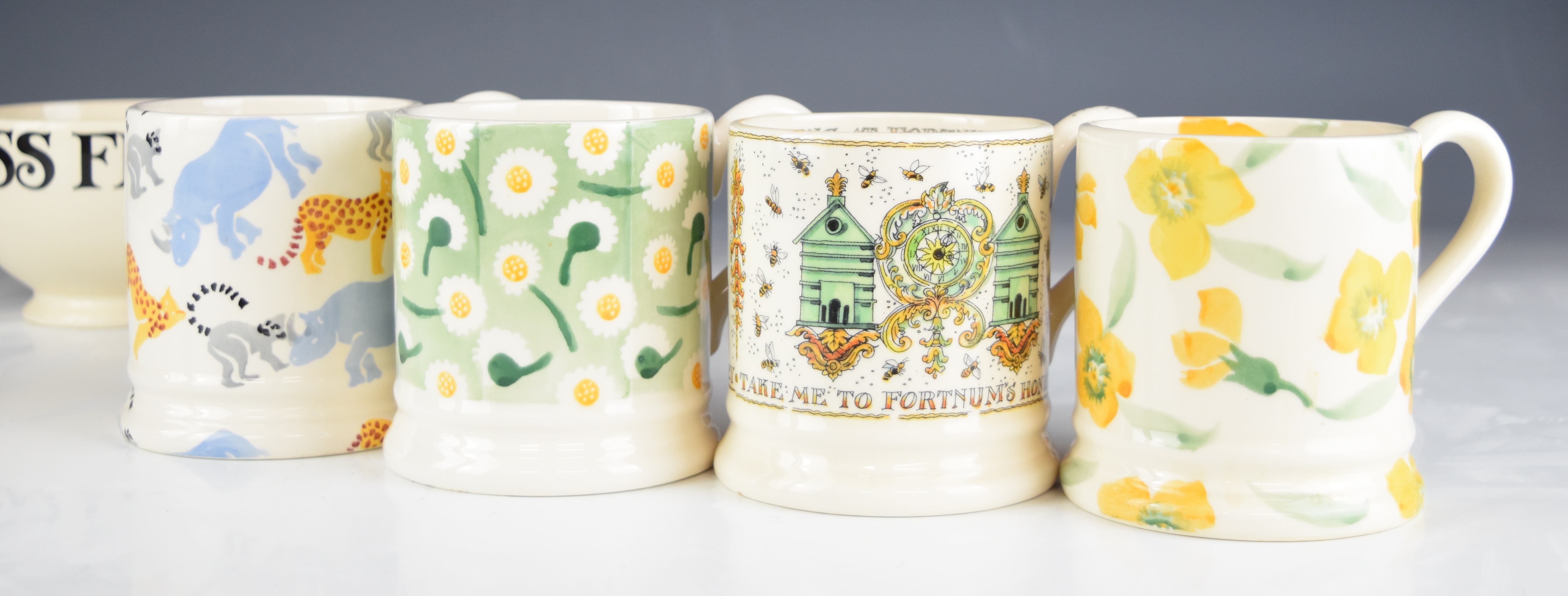 Emma Bridgewater ceramics including a tazza with pansy decoration, mugs, cups and saucers, glasses - Image 7 of 18