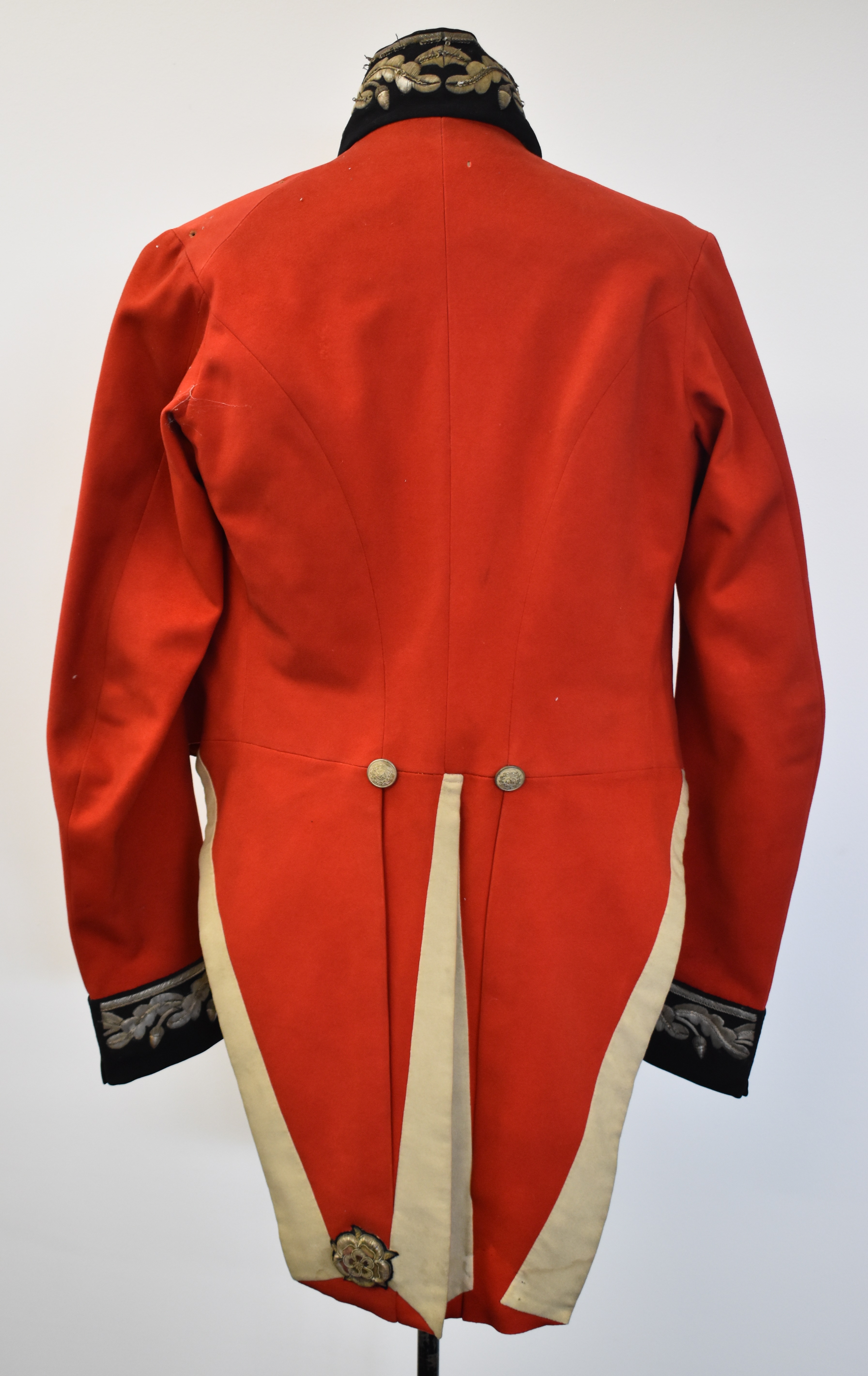 Scarlet coatee to a Deputy County Lieutenant with oak leaf and acorn decoration to collar and cuffs, - Image 3 of 5