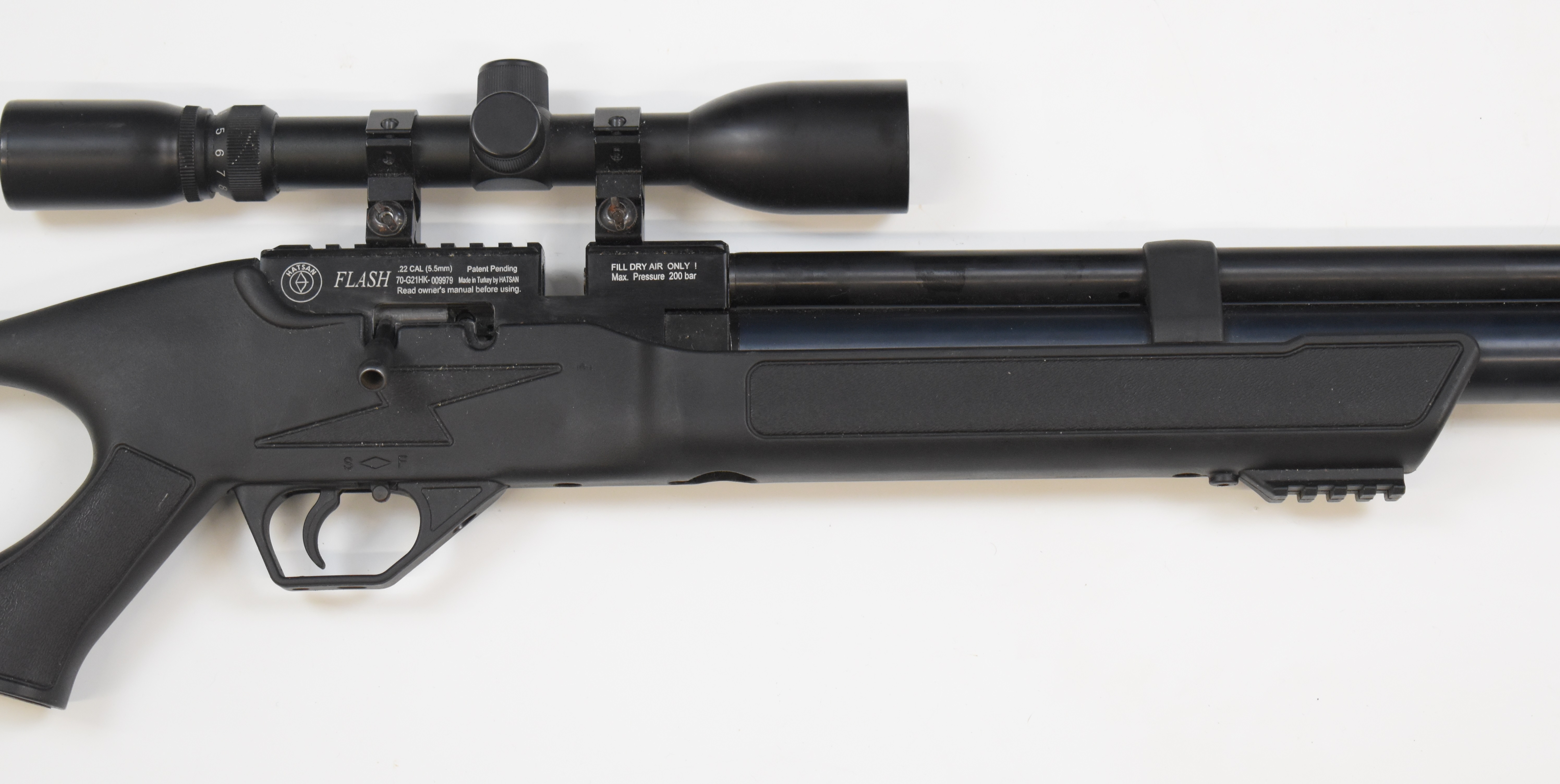 Hatsan Flash .22 PCP air rifle with textured semi-pistol grip and forend, composite skeleton - Image 4 of 11