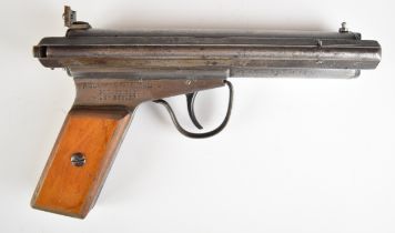 Accles & Shelvoke Ltd F Clarke patent The Warrior .177 side lever air pistol with wooden grips and