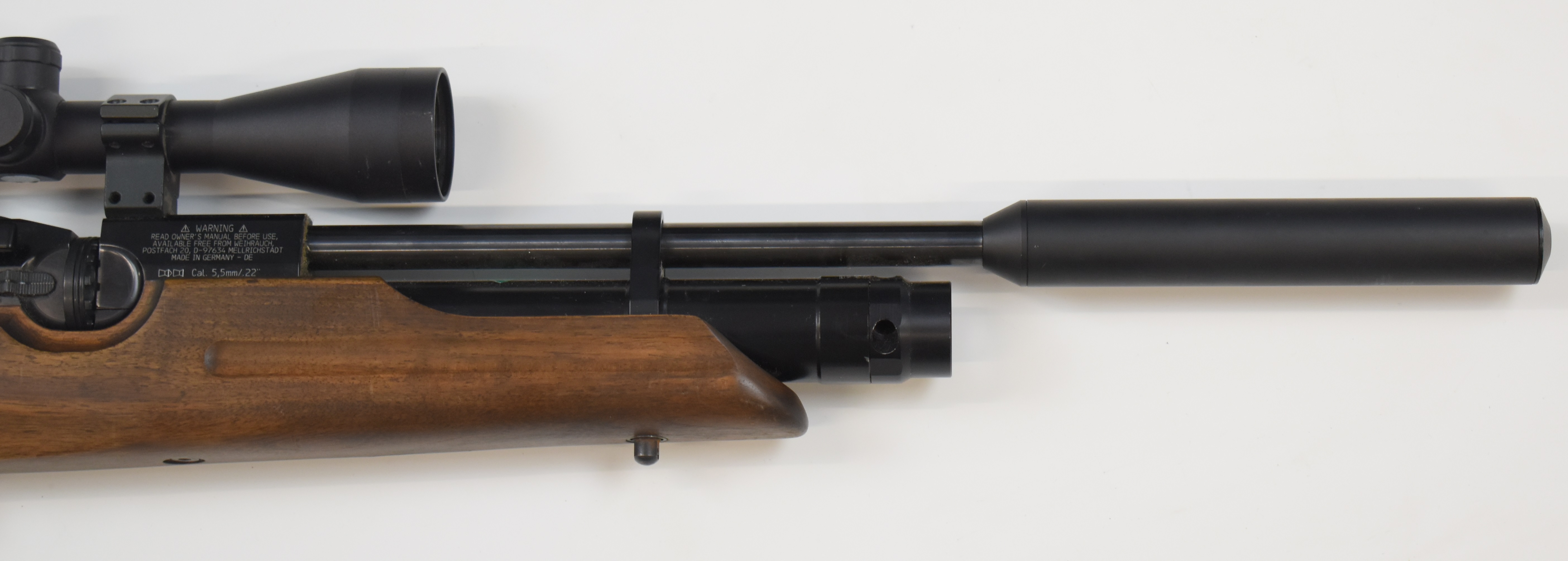 Weihrauch HW100 .22 PCP air rifle with textured semi-pistol grip, raised cheek piece, adjustable - Image 5 of 11