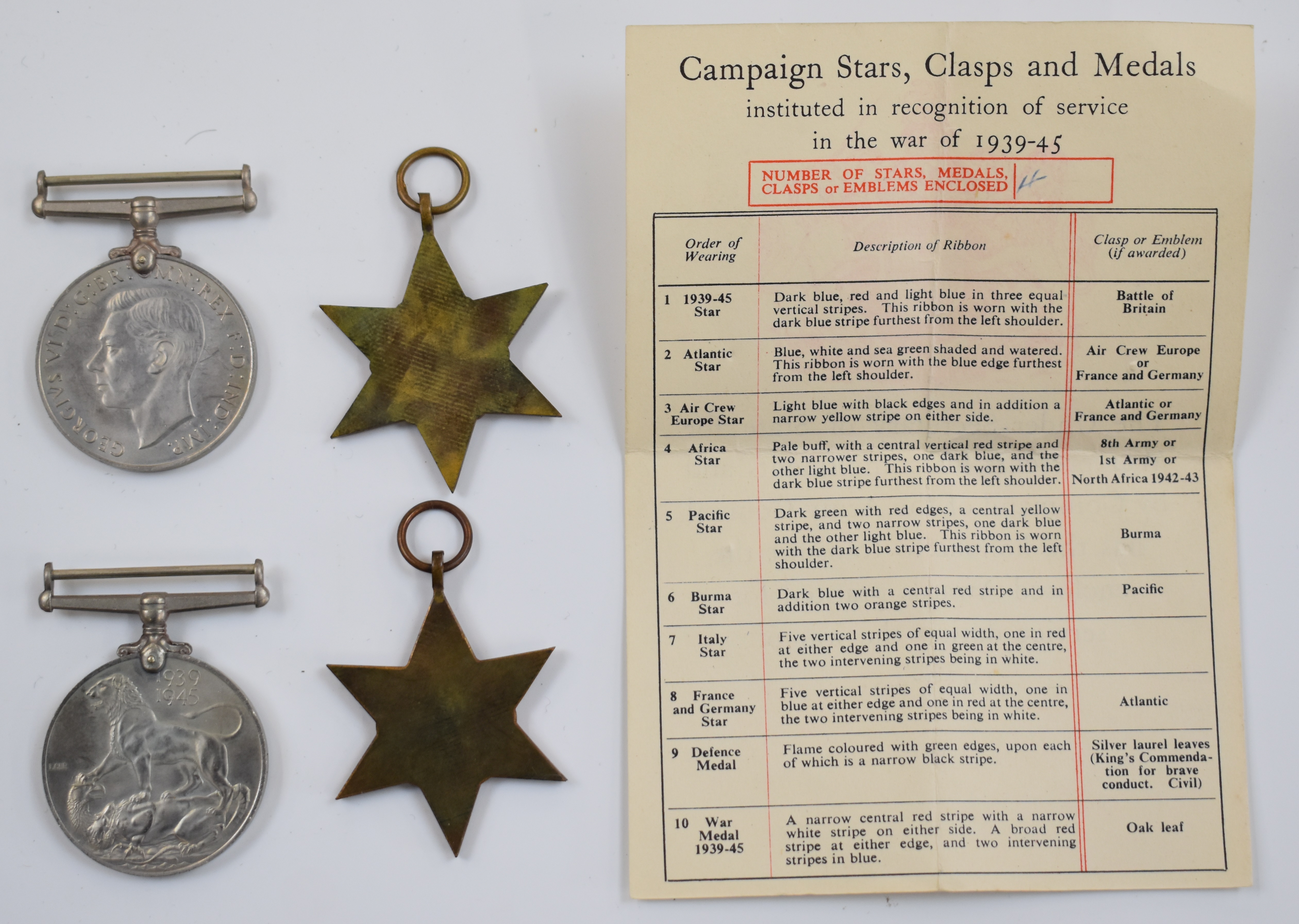 British Army WW2 medal group of four comprising 1939/1945 Star, Italy Star, Defence Medal and War - Image 6 of 6