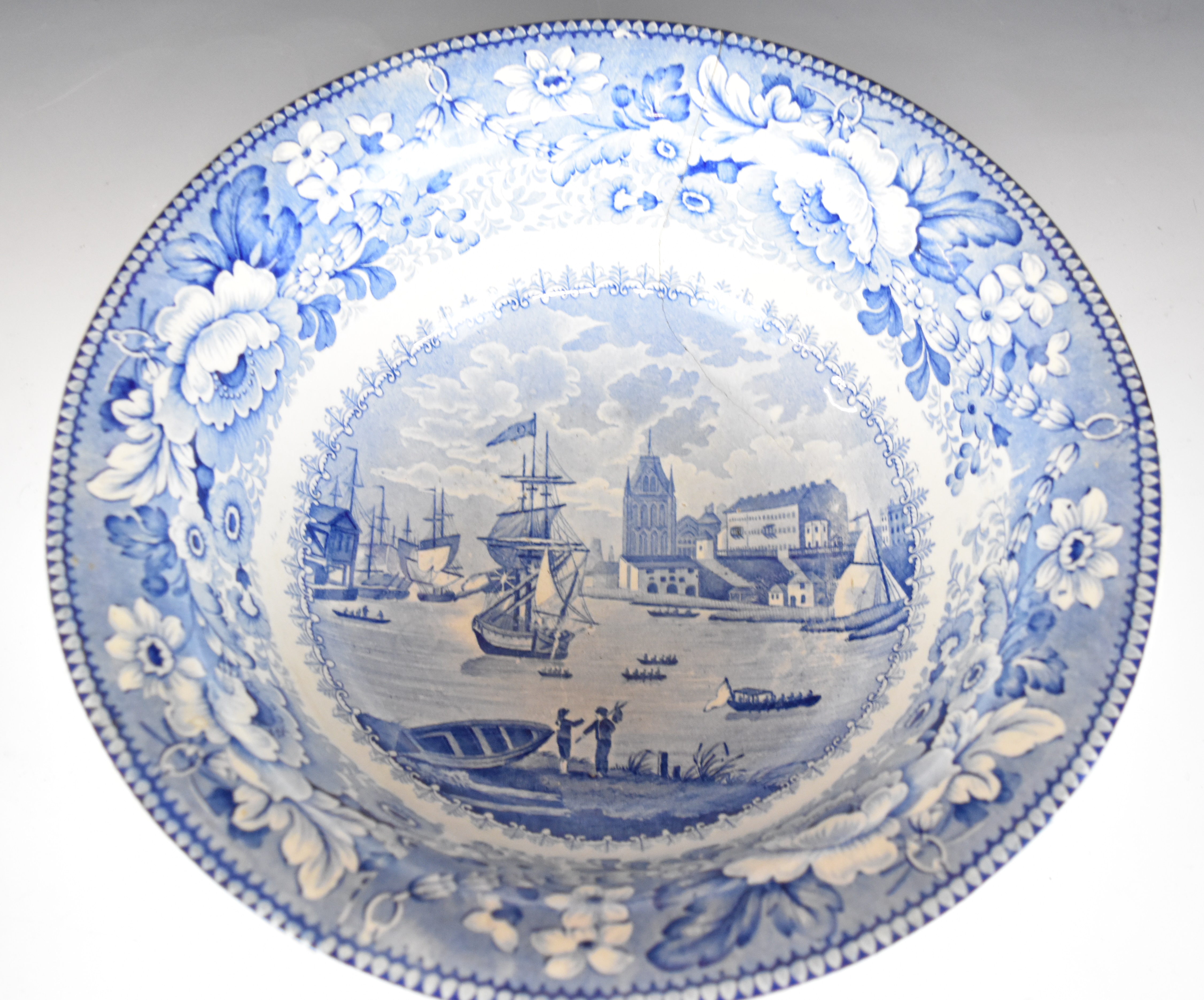 19thC blue and white transfer printed ware with named scenes of Bristol, Clifton and River Avon, - Image 9 of 10