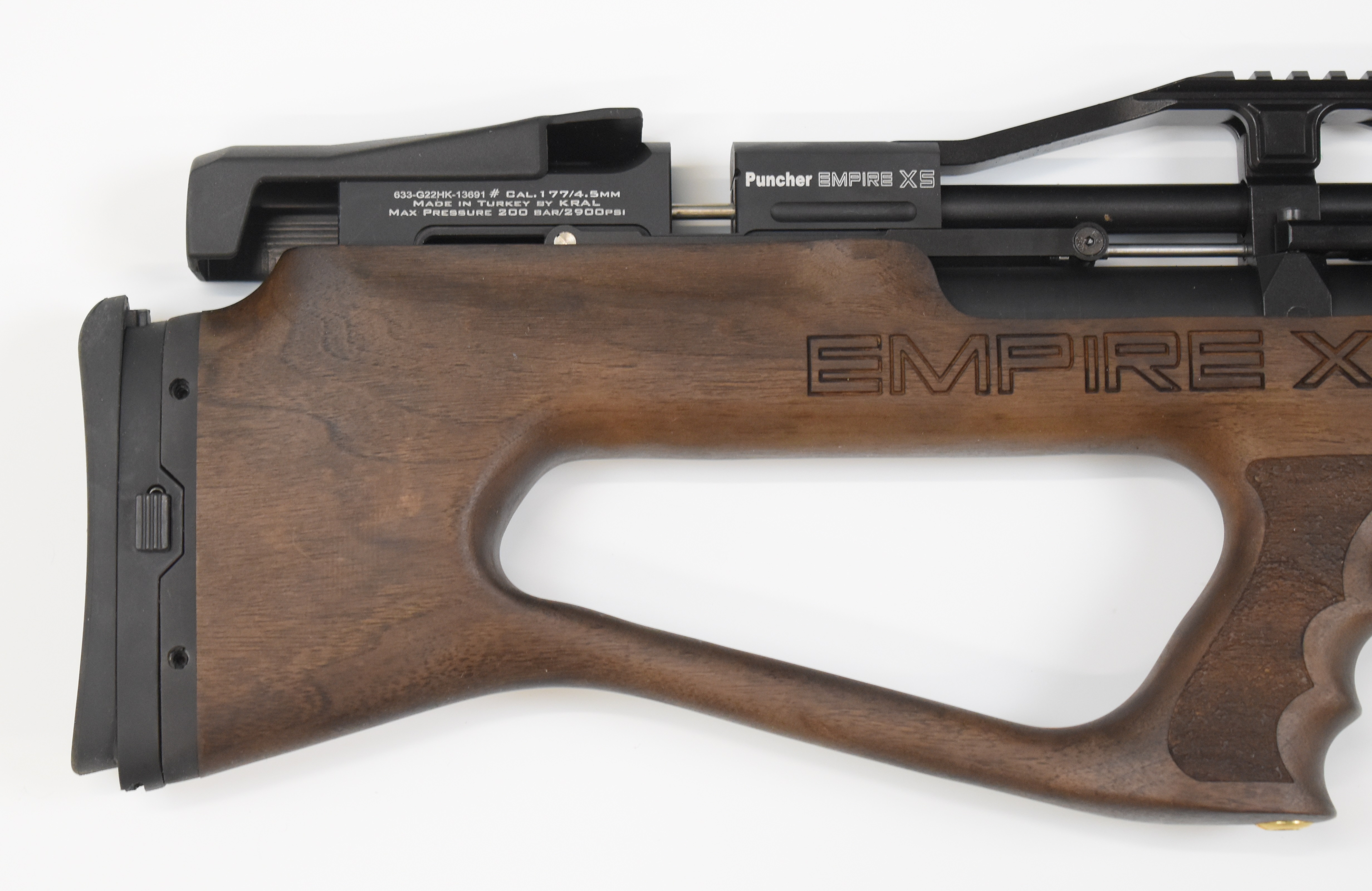 Kral Puncher Empire XS .177 PCP carbine air rifle with textured pistol grip, two 14-shot magazines - Image 3 of 9