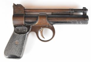 Webley Junior .177 air pistol with named and chequered composite grips and adjustable sights, serial