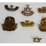Ten British Army Territorial and Yeomanry shoulder titles including Monmouthshire, Dorset, Royal
