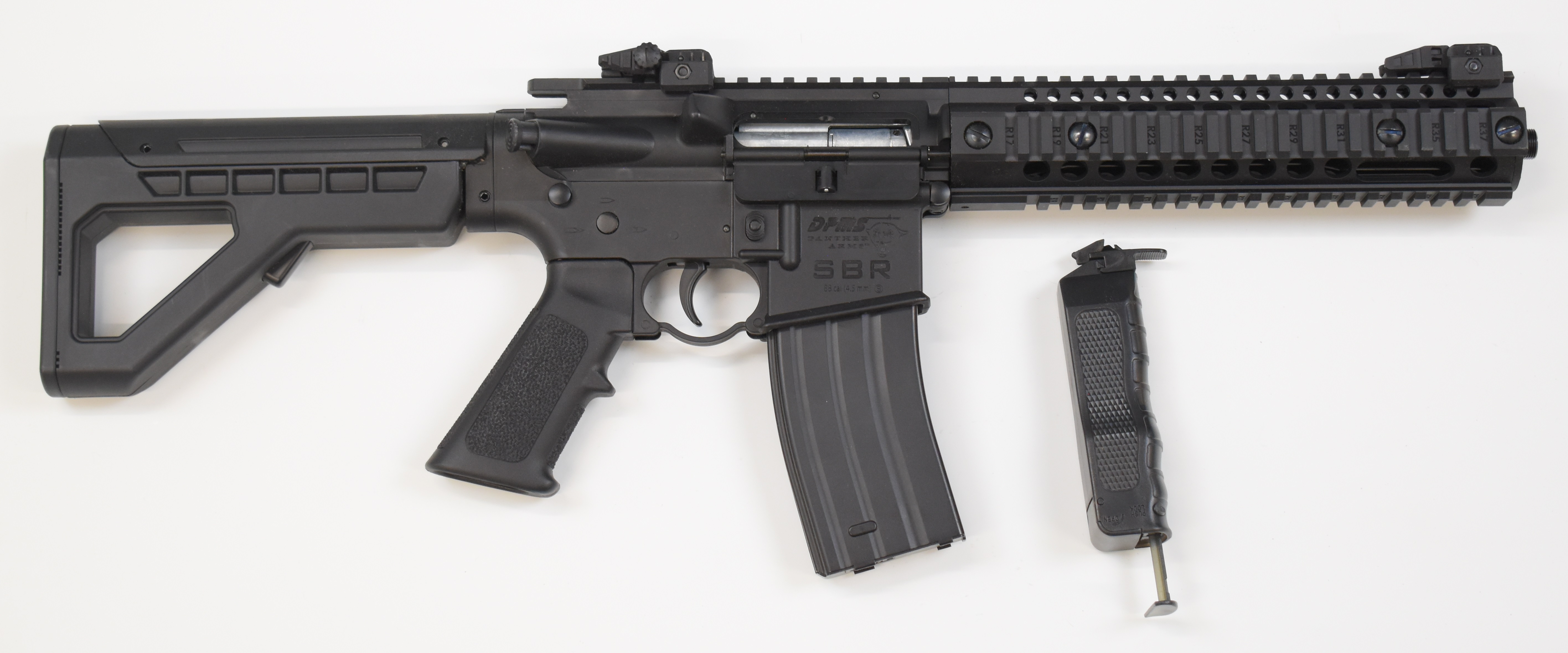 Crosman SBR .177 CO2 assault style air rifle with textured pistol grip, tactical stock, multi-shot - Image 2 of 9