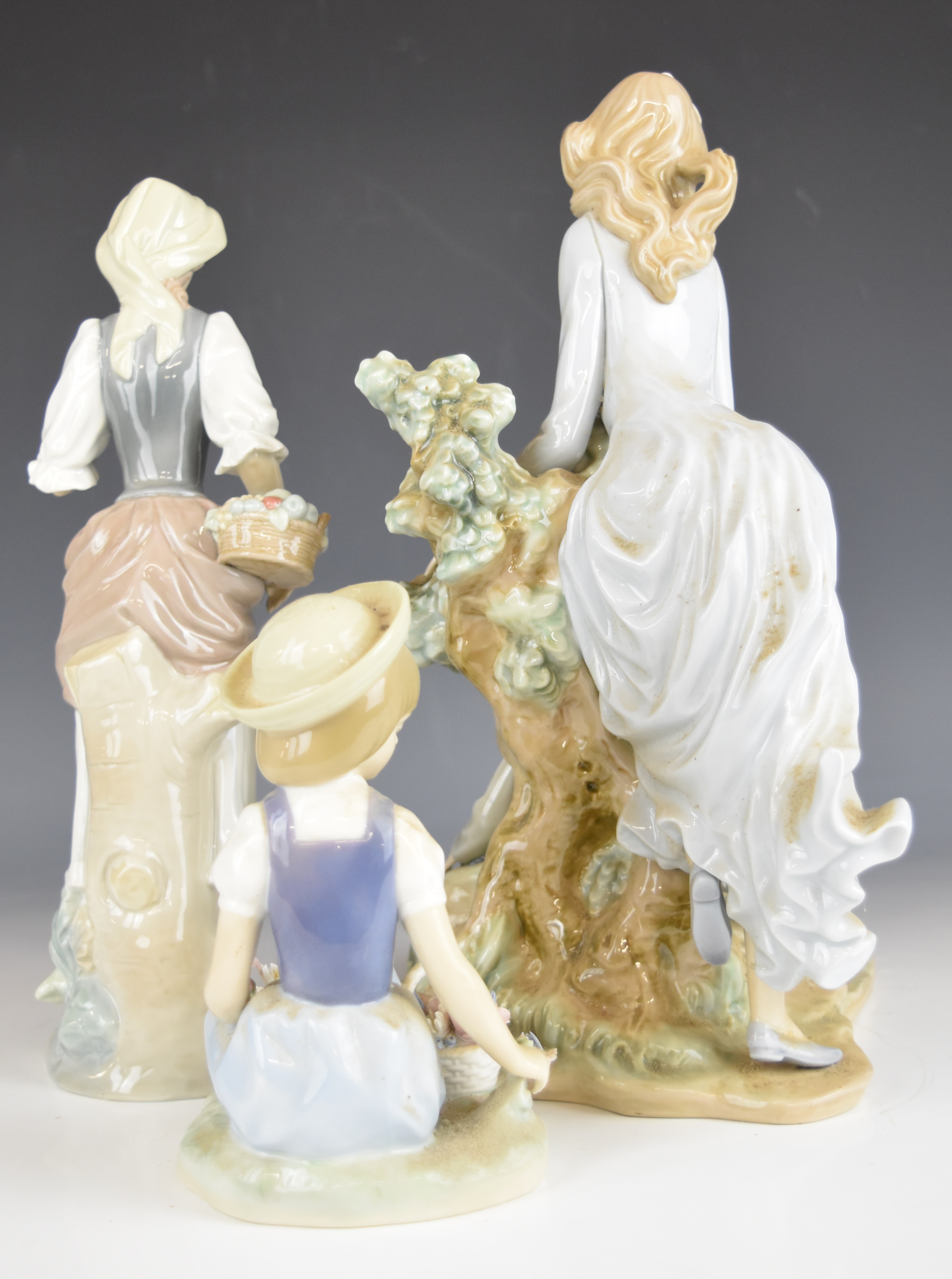 Three Lladro figurines including a lady with children, tallest 29cm - Image 6 of 14