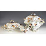 Mason's style 19thC Real Stone China two twin handled pedestal tureens and a jug, largest W35 x