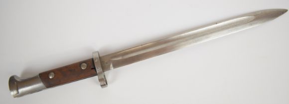 Czechoslovakia 1924 pattern bayonet with wooden grips, CSZH to ricasso and 29.5cm fullered blade.