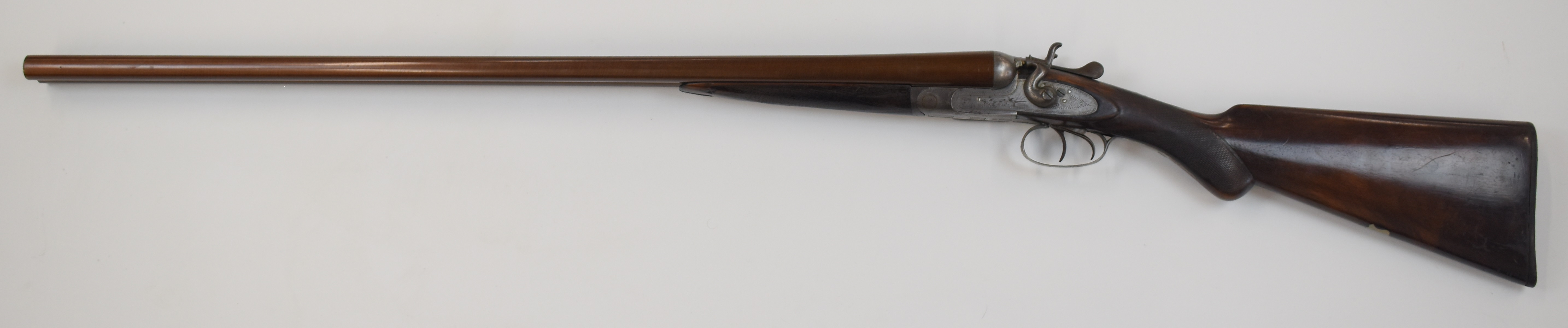 Skimin & Wood 12 bore side by side hammer action shotgun with engraved scenes of birds to the locks, - Image 6 of 12
