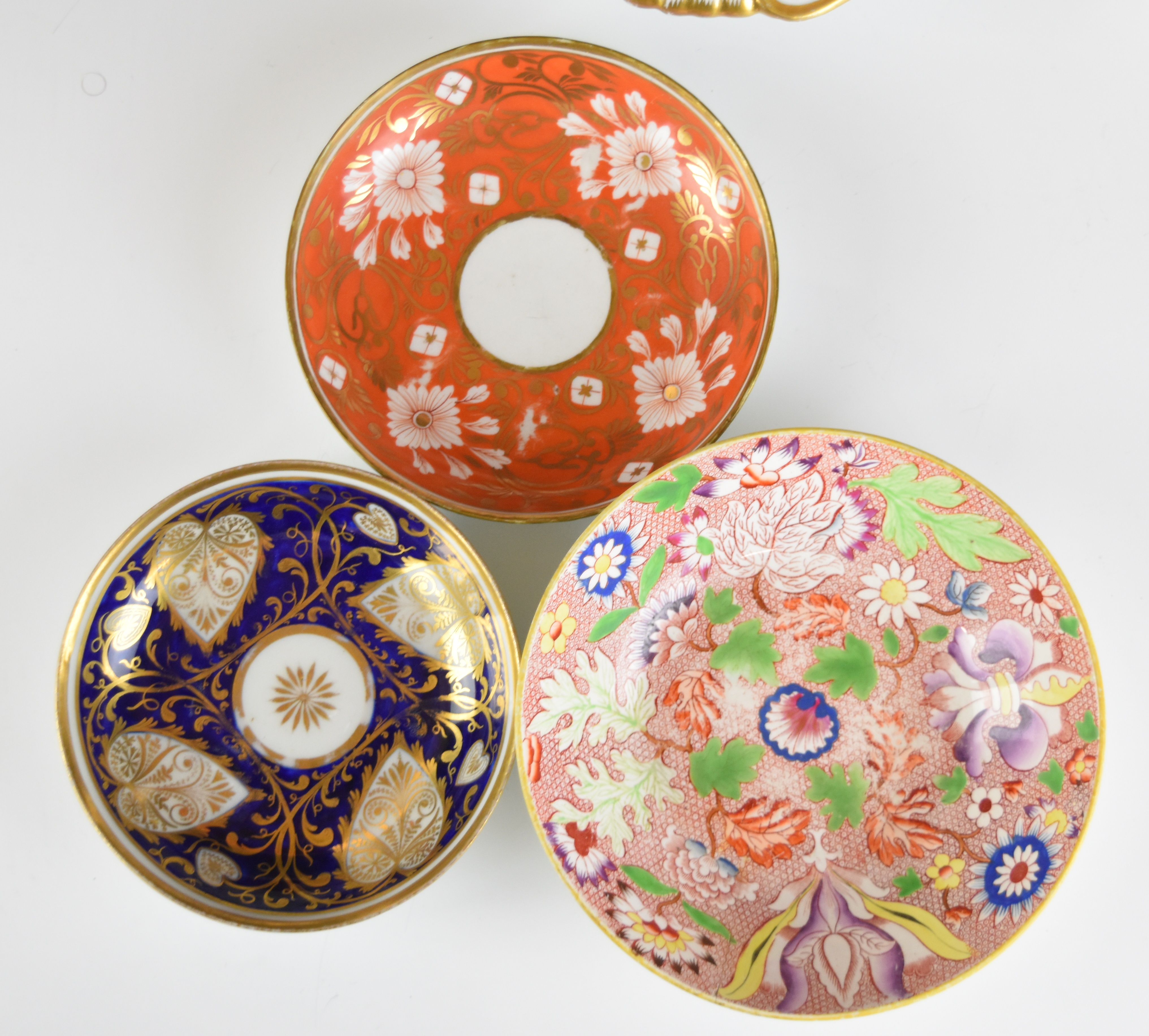 19thC porcelain saucers, dishes, coffee cans and cups including New Hall, Ridgway, bat print - Image 6 of 22