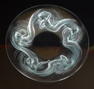 Lalique Ondines pattern opalescent glass bowl decorated in relief with five mermaids, No. 381,