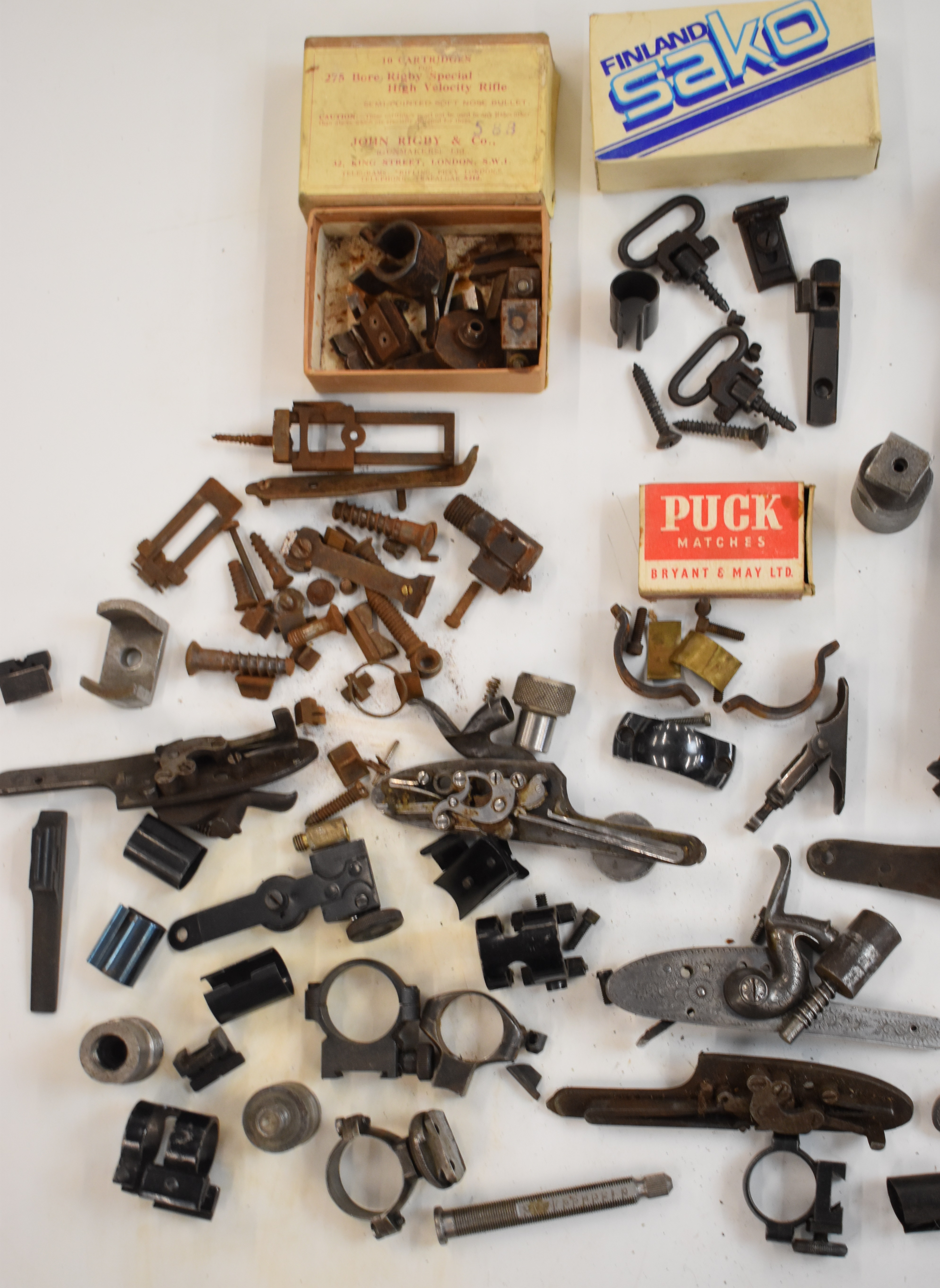 A collection of gun parts including shotgun lock plates, one pair named P Maclagan and one named W&J - Image 2 of 4