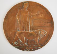 WW1 Memorial Plaque / Death Penny for Alfred Thomas Cave