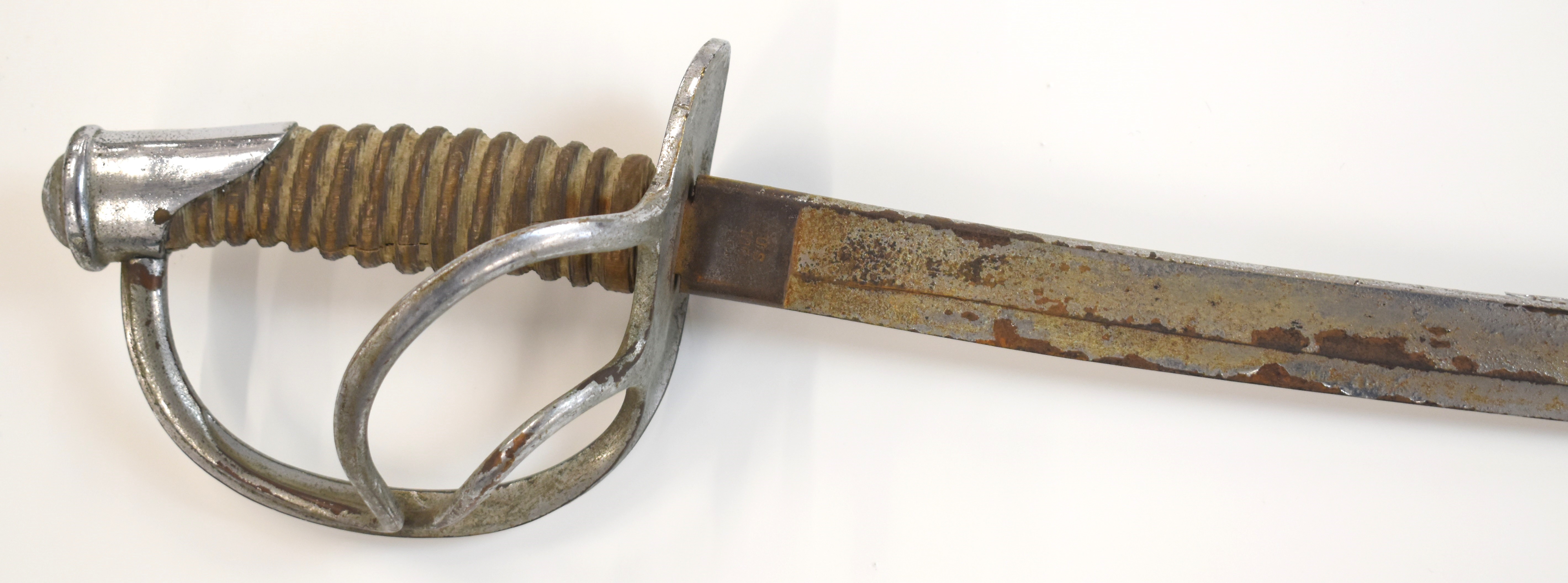 American Civil War sword with wooden grip, two bar hilt, US 1864 AGM to ricasso and Crosby - Image 7 of 26