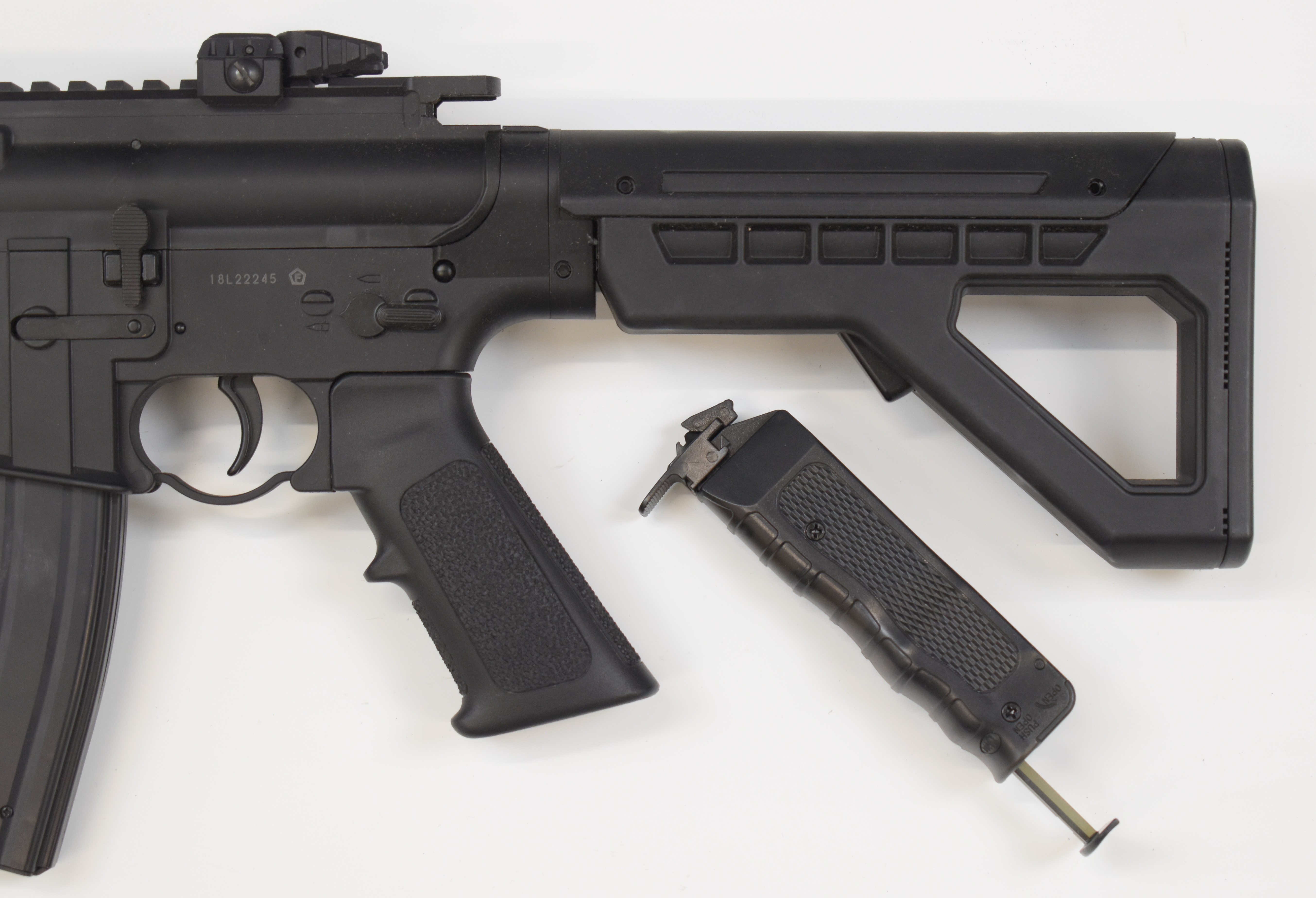 Crosman SBR .177 CO2 assault style air rifle with textured pistol grip, tactical stock, multi-shot - Image 7 of 9