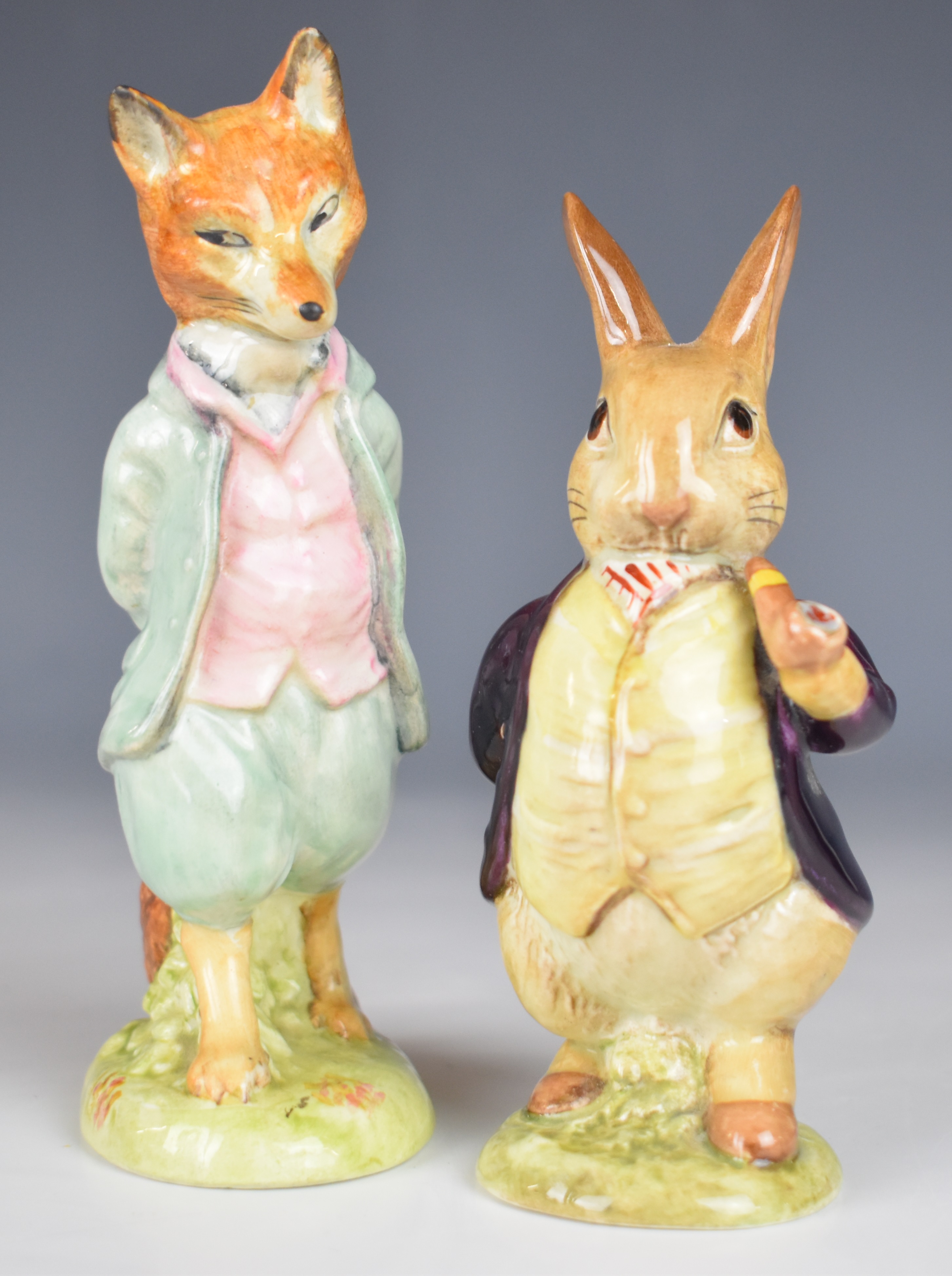 Six Beswick Beatrix Potter figures including five with gold oval BP2 backstamps, tallest 12cm - Image 9 of 10