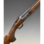 Blaser F16 12 bore over under ejector shotgun with named locks and underside, chequered semi-