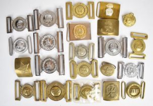 Collection of twenty two military belt buckles including 22nd Cheshire Regiment, 43rd