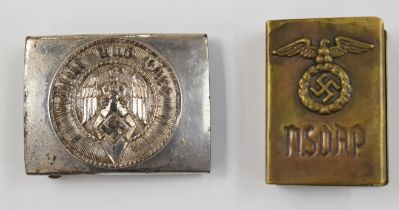 German Third Reich Nazi Hitler Youth belt buckle stamped RZM and M4/39 to reverse, together with